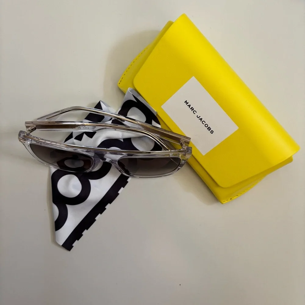 Marc Jacobs Clear Frame Sunglasses with Tinted Lenses and Yellow Case Unisex